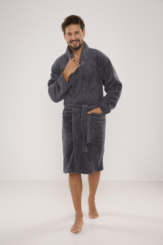 811 De Lafense pánský plyšový župan - šedý