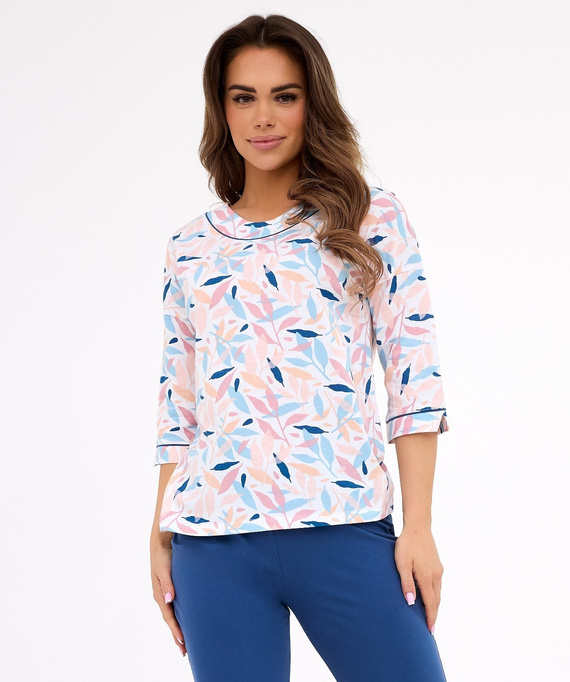 Amelia 732/452 Cornette dámské pyžamo v barvě modré - bavlna, 3/4 rukáv, pohodlí a styl