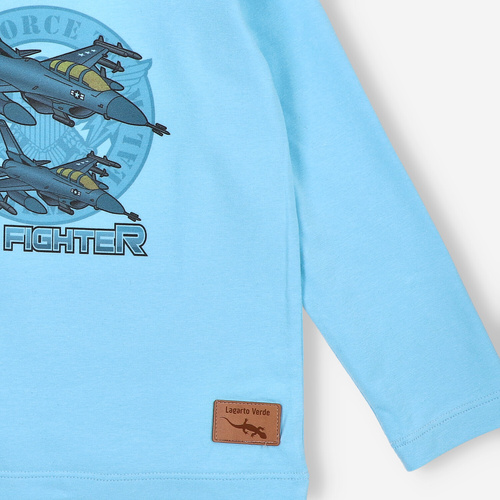 KAR-1014 Chlapecká halenka s dlouhým rukávem Lagarto Verde modrá - bavlna s elastanem, polská výroba