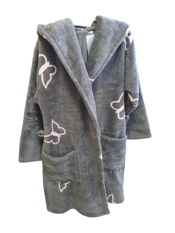 672 Butterflies Krátký dámský župan Forex - šedý