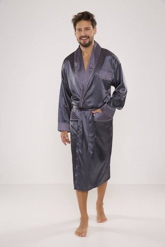 940 Forex pánský saténový župan - šedý