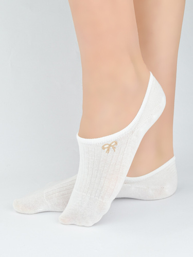 Dámské baleríny Noviti ST097 bavlněné pruhované s dekorativním vyšívaným detailem