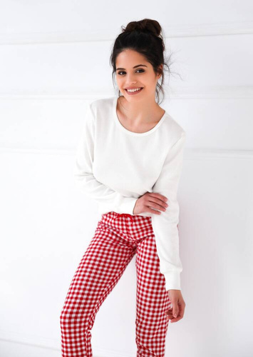 Sensis Perfect Dámské pyžamo - krémové a červené