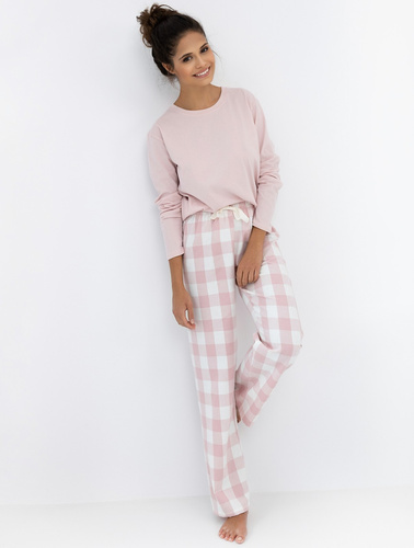 Dámské pyžamo Saylor od značky Sensis - Károvaná kalhota s dlouhým rukávem z bavlny a flanelu