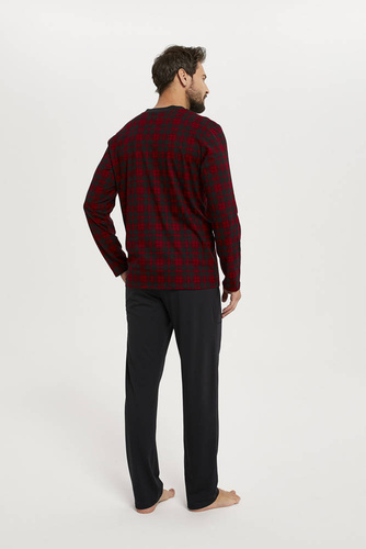 Elijah Pánské pyžamo a kalhoty s dlouhým rukávem Italian Fashion - potisk/černá barva