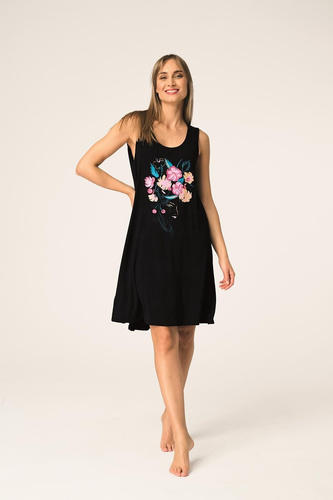 Key LND 560 černá bambusová noční košile s potiskem