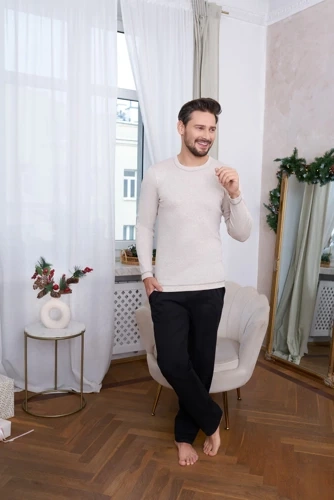 Zermat Pánské pyžamo s dlouhým rukávem, dlouhé kalhoty Italská móda