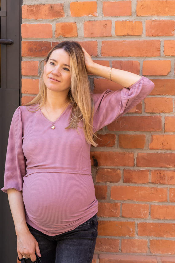 Těhotenská a kojicí halenka Milk&Love Milky Puff žebrovaná buf rukáv