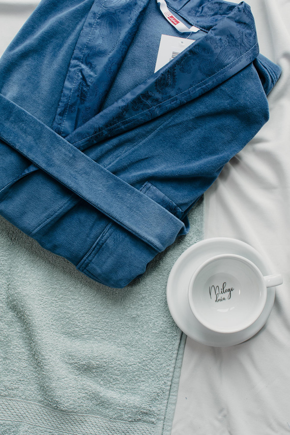 866 Noble Pánský velurový župan De Lafense - krátký, elegantní, bavlna - denim