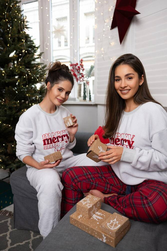 Gween Soft/Flanelové dámské pyžamo Sensis - šedé