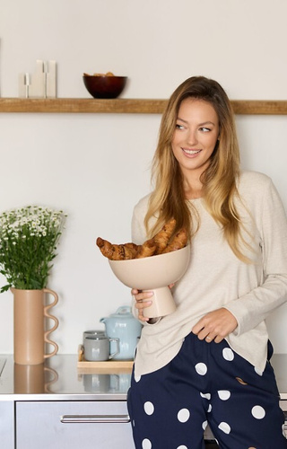 Oceane PW85 Dámské pyžamo Mefemi-viscose, hráškové, s mašlemi