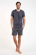 Lars Pánské pyžamo s krátkým rukávem grafitové