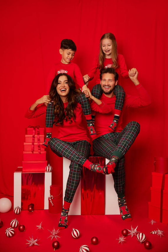 Foggia Dámské pyžamo s dlouhým rukávem a dlouhými kalhotami Italian Fashion - červená/potisk