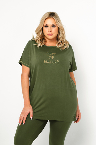 Dámské pyžamo Natura s krátkým rukávem a 3/4 kalhotami Italian Fashion - khaki barva