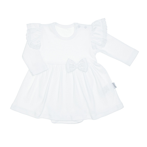 169392 Šaty s dlouhým rukávem Nicol - bílé, bavlněné, s krajkou