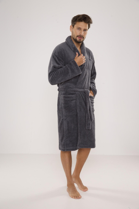 811 De Lafense pánský plyšový župan - šedý