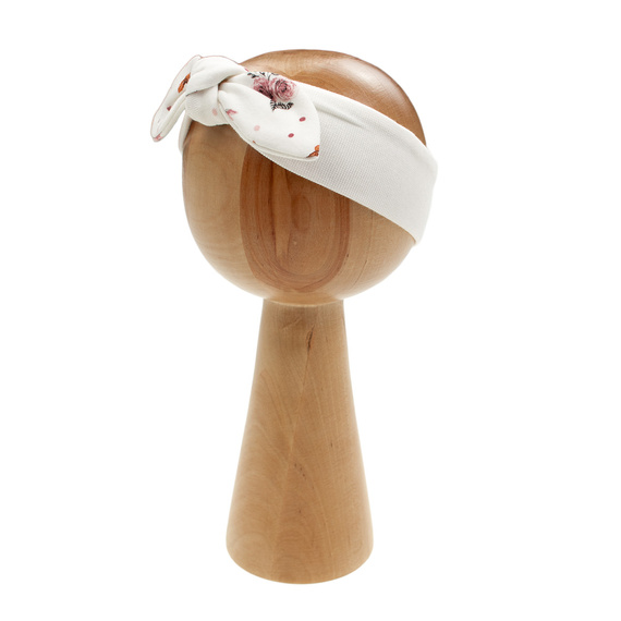 216065 Lala Nicol čelenka - krémová bavlna s velkou mašlí