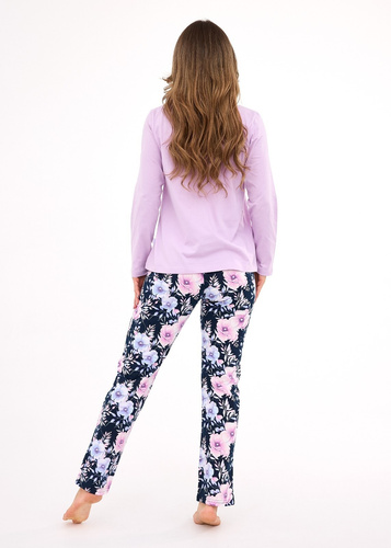 Dámské pyžamo Natalie 145/462 Cornette, vřesová bavlna, dlouhý rukáv, každodenní styl a pohodlí