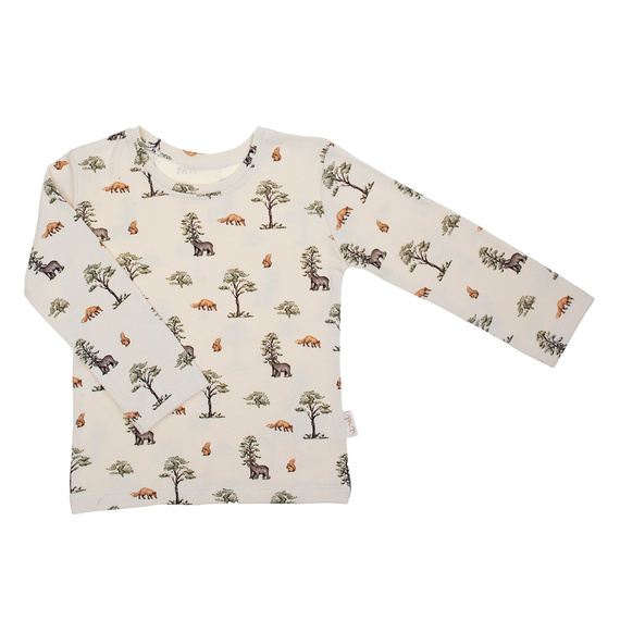 218138 Dětská halenka Yogi Bear Nicol - bavlna, dlouhý rukáv, lesní vzor