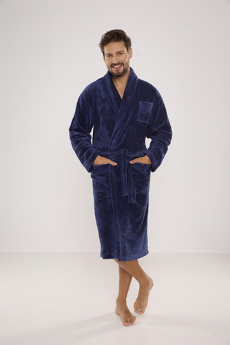 811 De Lafense pánský plyšový župan - džínový