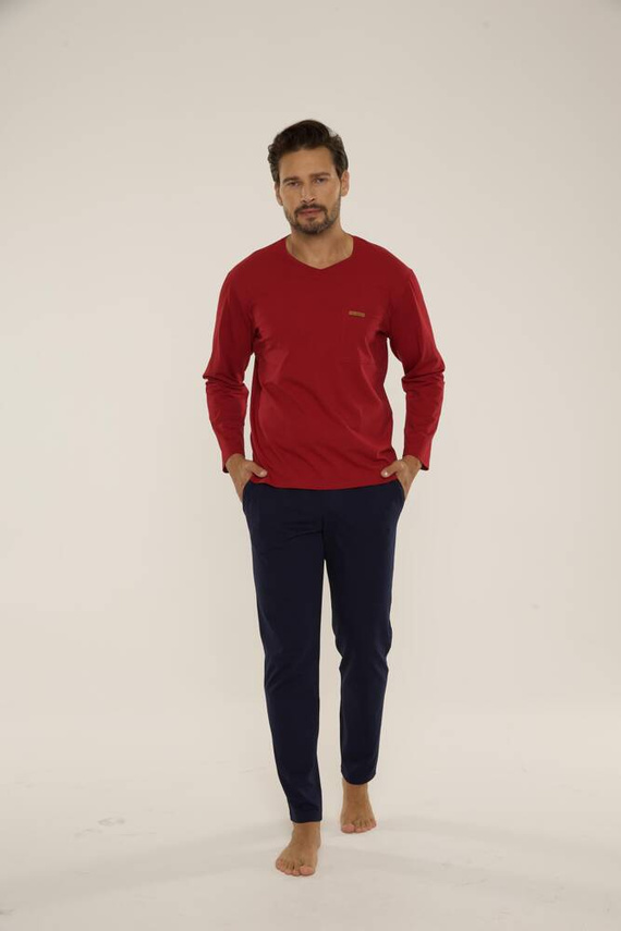 683 Kevin Forex Pánské pyžamo - bordó - tmavě modré