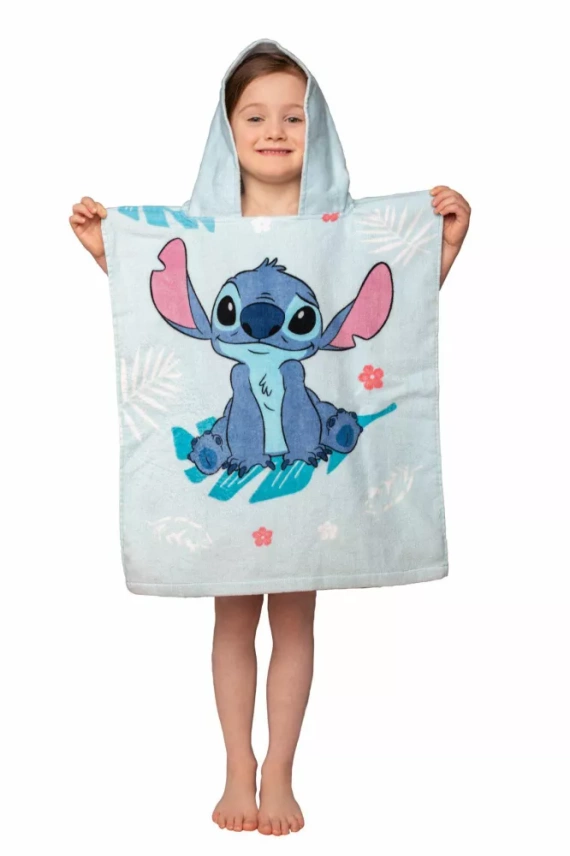 Jf24 Lilo and Stitch baby pončo Modrá Disney osuška s kapucí K bazénu, na pláž, do vany Jerry Fabrics