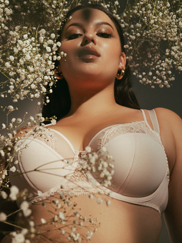 2163 Ava Powder Pink Semi Soft Maxi Bras - Polovyztužená podprsenka pro velké poprsí s krajkou