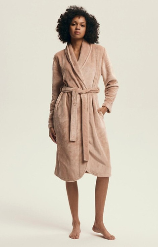 43595 Dextra Henderson broskvový dámský župan - měkký, vázaný, nad kolena