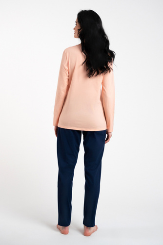 Arietta Dámské pyžamo a kalhoty s dlouhým rukávem Italian Fashion - lososová barva