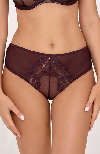 Brazilky Ava 2233/B Chocolate Brown krajkové pohodlné kalhotky