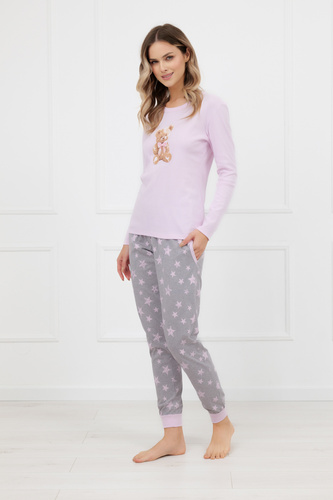 Sara Dámské pyžamo Italian Fashion růžové - bavlna, dlouhý rukáv a kalhoty