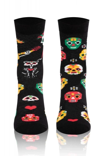 S134D Muerto Dlouhé ponožky Italian Fashion - černé