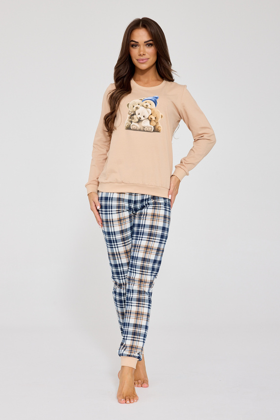 671/425 Dámské pyžamo Cornette Bears | Bavlna, potisk medvídků, kostkované kalhoty