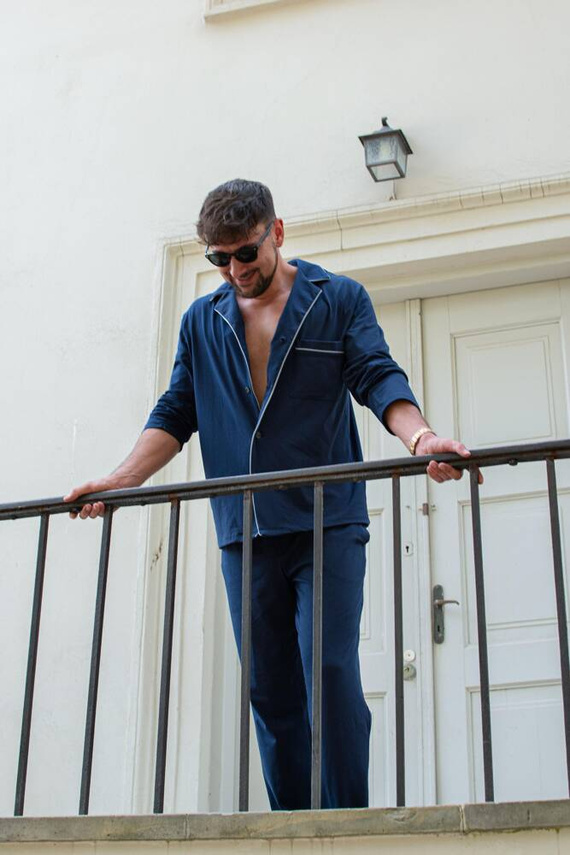 729 Norberto Pánské pyžamo De Lafense - tmavě modré