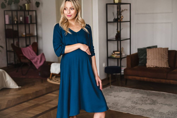 Lovely Dress Midi rękaw 3/4 sukienka ciążowa i do karmienia Milk&Love poseidon