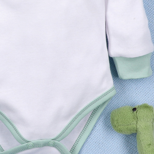 ABN-5565 Dino Explorer Body z organické bavlny Nini white- organická bavlna, dlouhý rukáv