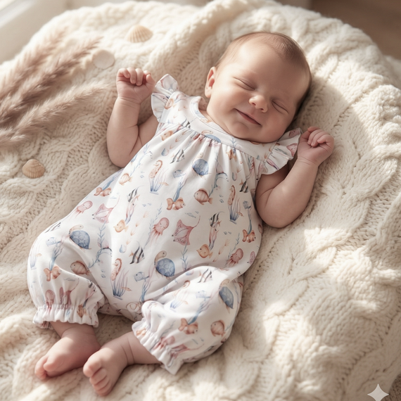 ABN-5481 Dětská kombinéza Underwater World Nini - organická bavlna, krátký rukáv