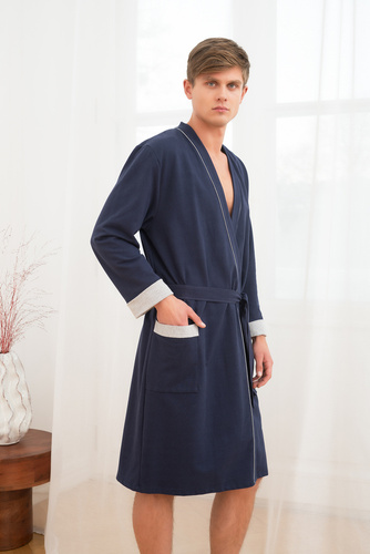 Gabriel Pánský župan s kapsami Italian Fashion - tmavě modrý/melanžový