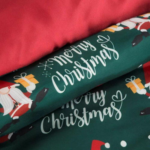 Vánoční povlečení Galdor z mikrovlákna Eurofirany zeleno-červení skřítci - měkké, lehké a snadno udržovatelné, se zapínáním na zip