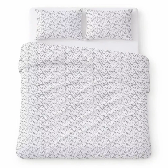 Bavlněné ložní povlečení z krepové bavlny komplet prodyšné bez žehlení white with gray flowers