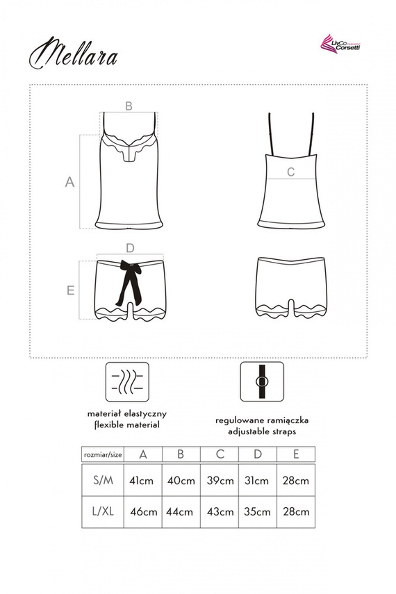 Mellara LC 90559 Set, košilka+šortky LivCo Corsetti Fashion
