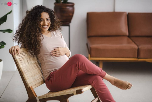 Spodnie dresowe ciążowe Milk&Love niebieski dusty cedar