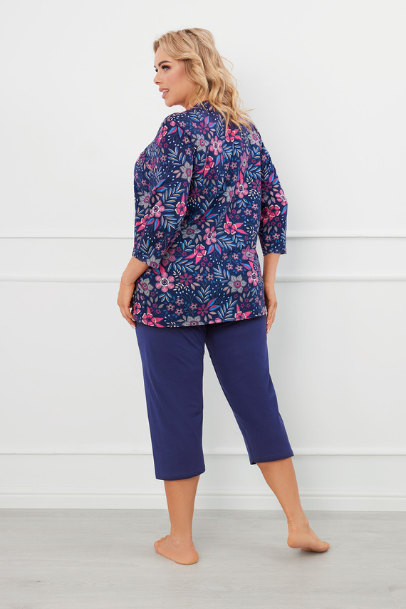 Topana Dámské pyžamo 3/4 rukáv, 3/4 kalhoty Italská móda - potisk/zelená