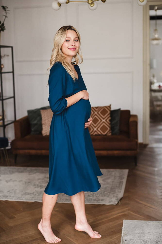 Lovely Dress Midi rękaw 3/4 sukienka ciążowa i do karmienia Milk&Love poseidon