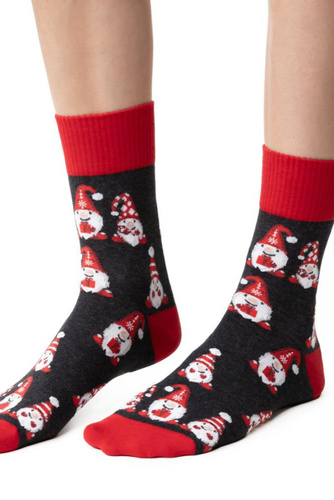 ART.136 Dámské vánoční ponožky Steven graphite melange 149- bavlněné, teplé, zimní vzor