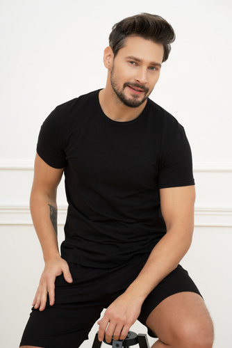 Ikar Pánské tričko s krátkým rukávem Italian Fashion - černé