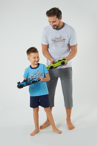 Junak Chlapecké pyžamo s krátkým rukávem, šortky Italian Fashion - modrá/zelená