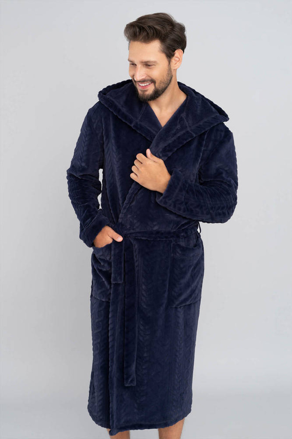 Zygmunt Pánský župan s kapucí Italian Fashion - tmavě modrý
