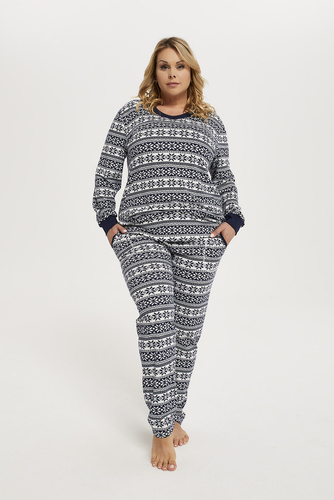 Alaska Dámské pyžamo s dlouhým rukávem, dlouhé kalhoty Italian Fashion - potisk/zelená