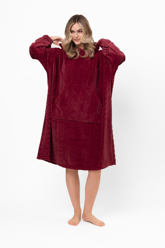 Reno Kocobluza Italian Fashion burgundy - oversize, měkký bipolární, unisex, s kapucí